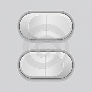 Toggle switch buttons. Gray UI elements