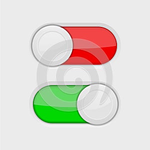 Toggle switch buttons. On and Off red and green switch