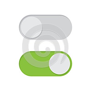 Toggle Switch Icons Set. Green on White Background. Vector