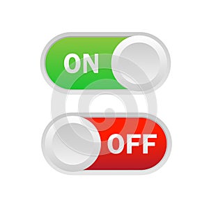 Toggle switch. On and Off. On white background. Vector illustration