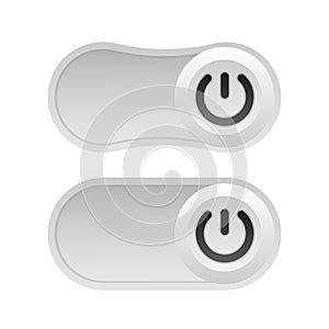 Toggle switch. On and Off. On white background. Vector illustration.