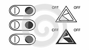 Toggle switch set, on and off control button design element vector design Generative AI