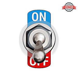 Toggle switch turned OFF. Realistic 3D vector illustration