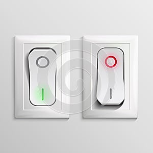 Toggle Switch Vector. Plastic Switches With On, Off Position. Button Illustration.