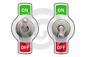 Toggle Switches on and off, 3D rendering