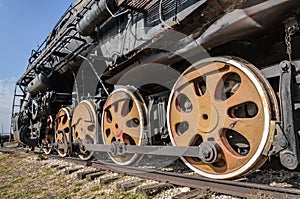 Togliatti, Russia, wheel from a steam engine locomotive