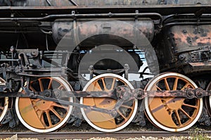 Togliatti, Russia, wheel from a steam engine locomotive