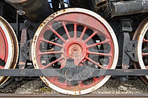 Togliatti, Russia, wheel from a steam engine locomotive