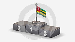 Togo 3D waving flag illustration on winner podium.