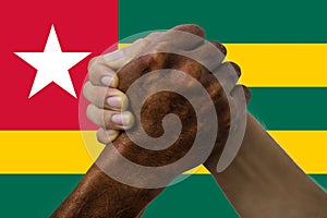 Togo flag, intergration of a multicultural group of young people