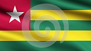 Togo Flag Waving Animation Background Full Screen Animated Flag Of Togo Background flaying in wind