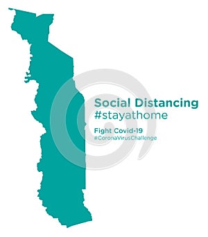 Togo map with Social Distancing stayathome tag