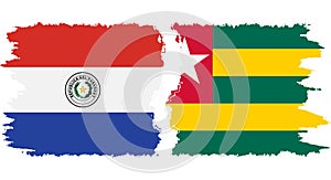 Togolese Republic and Paraguay grunge flags connection vector