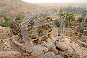 Togu-na overlooking a village in Dogon country photo