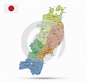 Tohoku Map. Map of Japan Prefecture photo