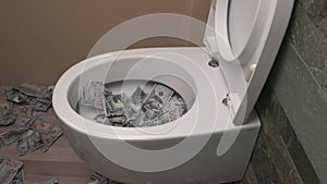 Toilet Banknotes Dollar Slow Motion