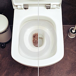 Toilet blockage problem, before and after eliminating the cause of blockages photo