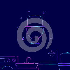 Toilet bowl gradient line icon, vector illustration