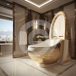 Toilet bowl in modern luxury bathroom