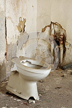 Toilet bowl in public old interior 4