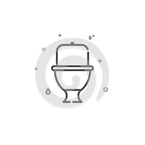 Toilet bowl with a tank simple vector line icon. Plumbing pictogram, sign isolated on white background. Editable stroke