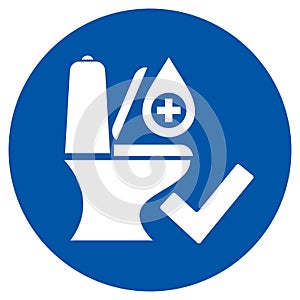 Toilet cleaned and disinfected vector sign photo