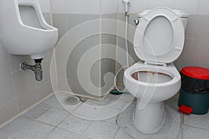Toilet dirty , Rusty water in public toilet bowl
