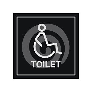 Toilet disabled icon. Editable stroke. WC door plate. Vector illustration
