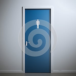 Toilet door for male gender. 3d rendering