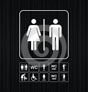 Toilet door/wall plate. Original WC icons set.