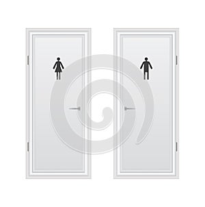 Toilet doors for male and female genders. photo