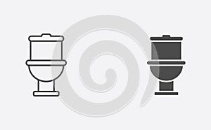 Toilet filled and outline vector icon sign symbol