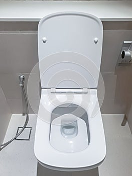 Toilet, Flushing Water, flush toilet, white toilet, Close-up the toilet