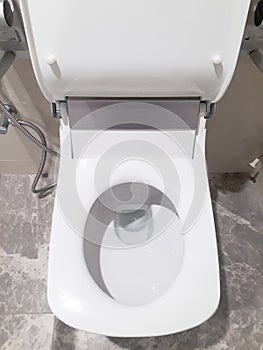 Toilet, Flushing Water, flush toilet, white toilet, Close-up the toilet
