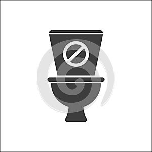 Toilet icon, Bathroom, restroom icon with not allowed sign. Toilet icon and block, forbidden, prohibit symbol