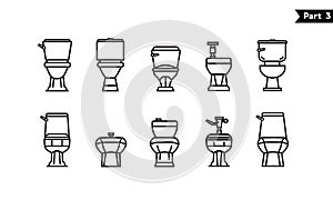 Toilet icon line bowl sanitaryware vector
