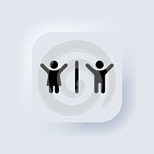 Toilet icon. Man and woman bathroom. Neumorphic UI UX white user interface web button. Neumorphism. Vector EPS 10