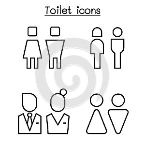 Toilet icon set in thin line style