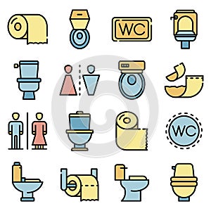Toilet icons vector flat