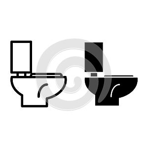 Toilet line and glyph icon. WC vector illustration isolated on white. Restroom outline style design, designed for web