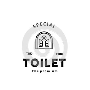 Toilet line hipster logo bowl sanitaryware vector bathroom