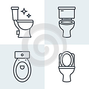 Toilet line icon bowl sanitaryware vector bathroom. Bidet toilet line icon.