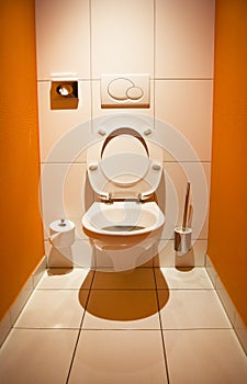 Toilet with an open lid