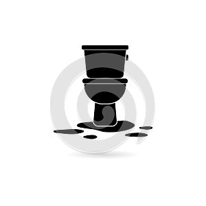 Toilet overflowing icon on white