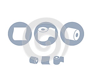 Toilet paper. Icon set