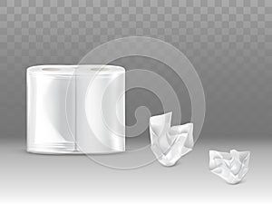 Toilet paper, napkins sealed pack realistic vector