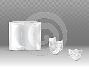 Toilet paper, napkins sealed pack realistic vector photo