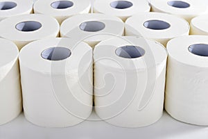 Toilet paper in orderly rows