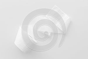 Toilet paper for proctology diseases concept on white background top view