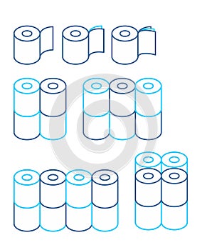 Toilet paper rol set icon. collection Symbol for packing. Vector